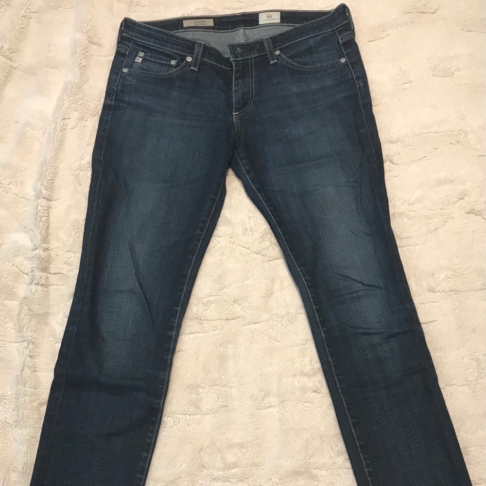 Skinny Straight AG jeans with distressed hem
